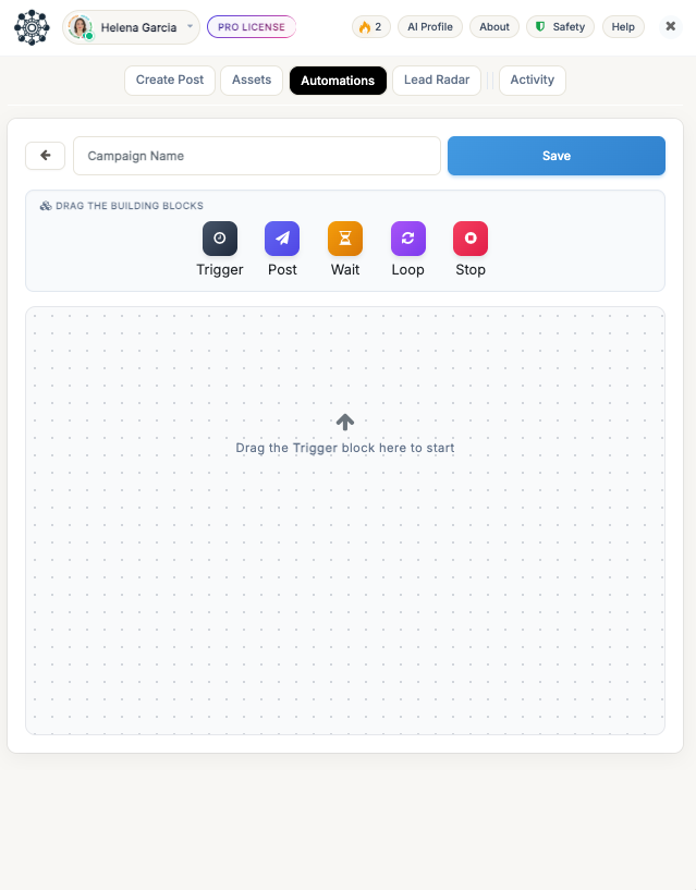 Group Posting — visual campaign builder