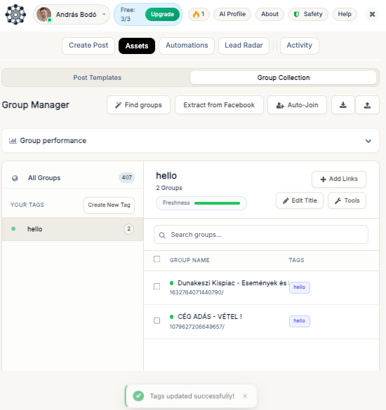 Group Posting — group manager
